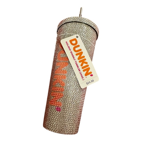 Dunkin Donuts Other - Silver &Orange Dunkin Donuts Stainless Steel Sparkly Tumbler 24oz Size OS